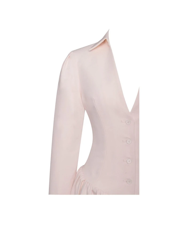 Miss Circle Women's Xabrina Macaron Pink Long Sleeve Shirt Mini Dress