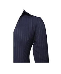 Miss Circle Women's Xabrina Navyblue Pinstripe Long Sleeve Shirt Mini Dress