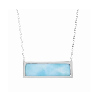 Sterling Silver Rectangle Larimar Necklace