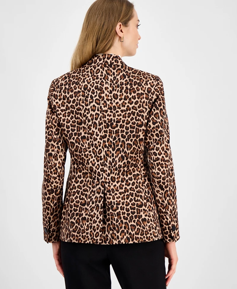 Anne Klein Women's Animal-Print One-Button Blazer