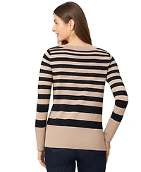 Melissa Paige Women's Striped Scoop Neck Tunic Sweater