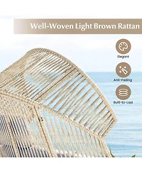 Gymax Wicker Stationary Egg Chair Lounge Basket Sofa w/ Heavy-Duty Metal Frame