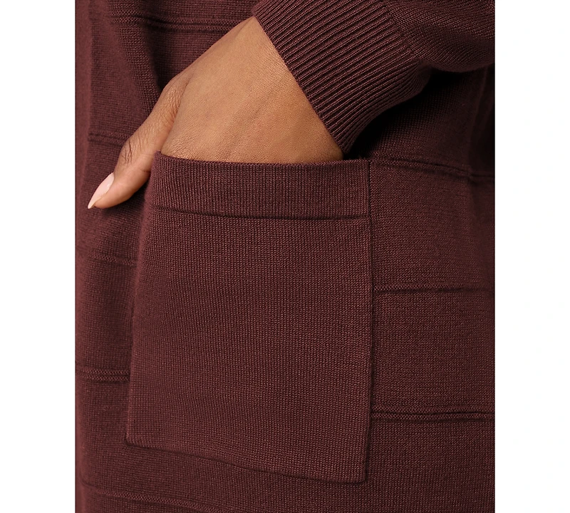 Melissa Paige Petite Textured-Stripe Open-Front Cardigan Sweater