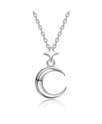 Sleek Crescent Moon and Star Necklace