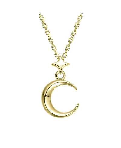 Sleek Crescent Moon and Star Necklace