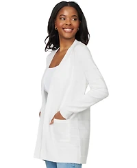 Melissa Paige Petite Textured-Stripe Open-Front Cardigan Sweater