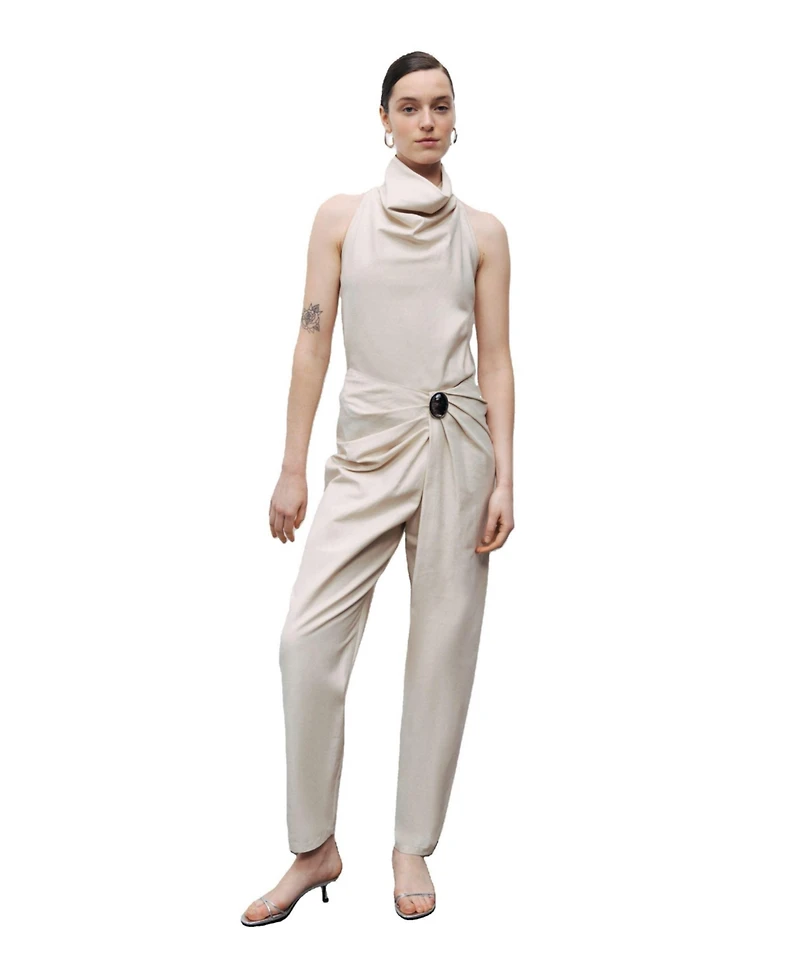 Nocturne Women's Asymmetrical Draped Detail Pants