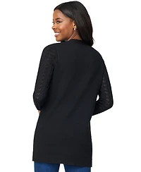 Melissa Paige Petite Pointelle Open-Front Cardigan Sweater