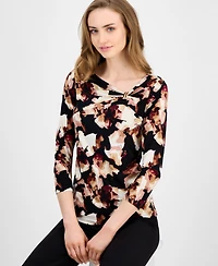 Anne Klein Women's Printed Hardware-Trim Top