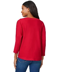 Melissa Paige Petite Button-Trim Dolman-Sleeve Sweater