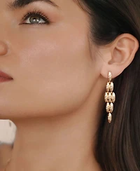 Ettika Oval Dome Baguette Diamond Shape Dangle Earrings