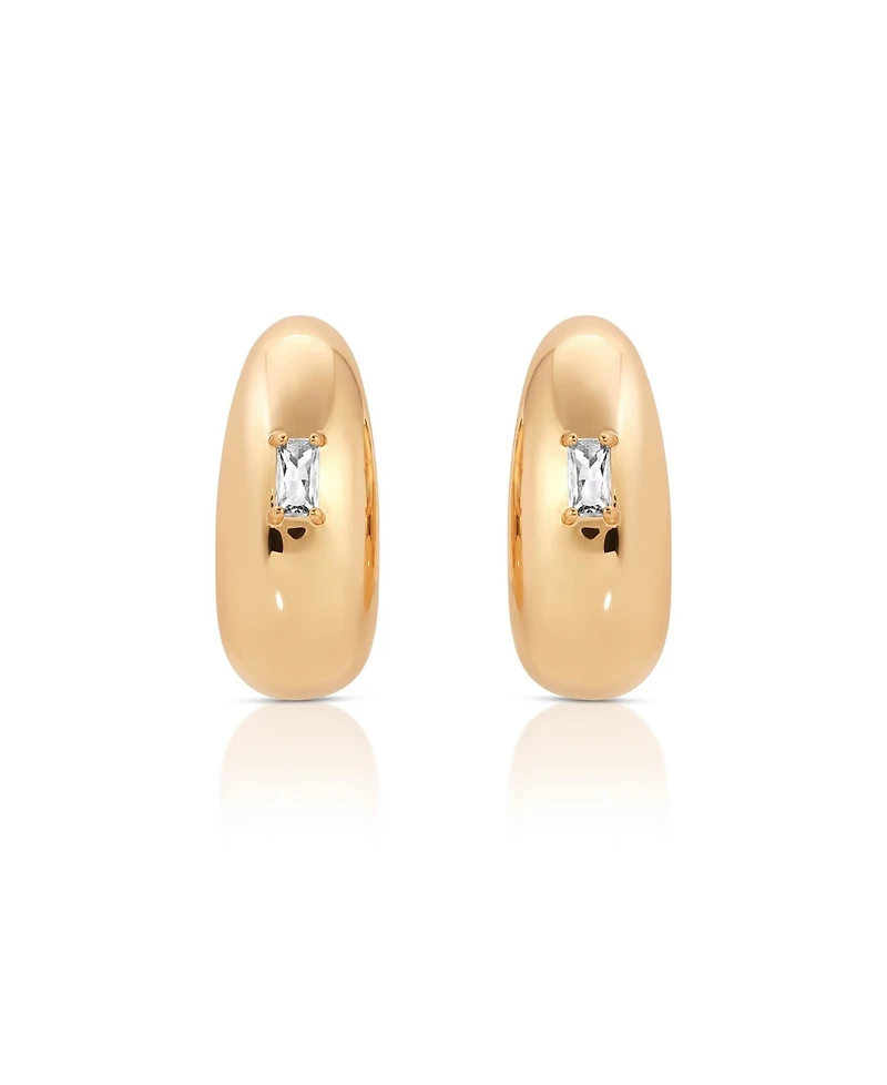 Ettika Oval Dome Baguette Hoop Earrings