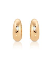 Ettika Oval Dome Baguette Hoop Earrings