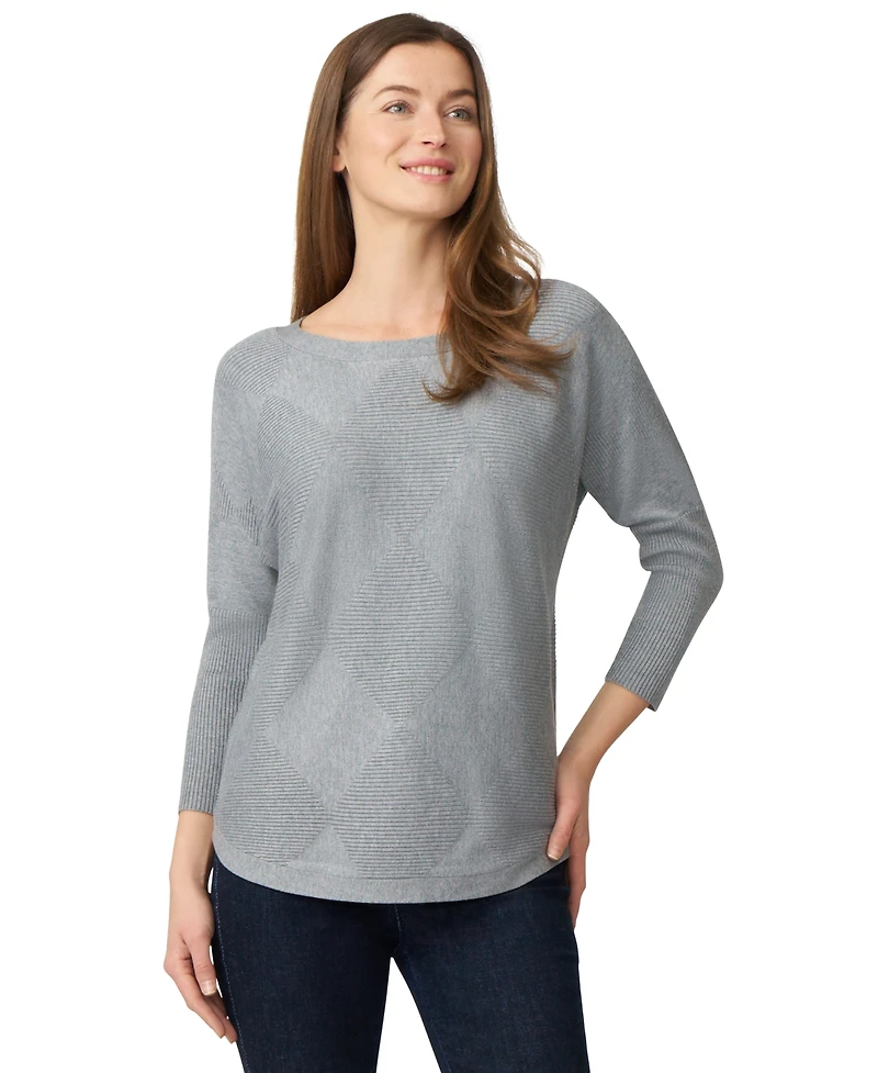 Melissa Paige Petite Diamond-Knit Dolman-Sleeve Sweater