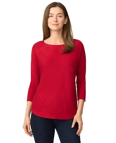 Melissa Paige Petite Diamond-Knit Dolman-Sleeve Sweater
