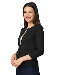 Melissa Paige Petite Crewneck 3/4-Sleeve Cardigan Sweater