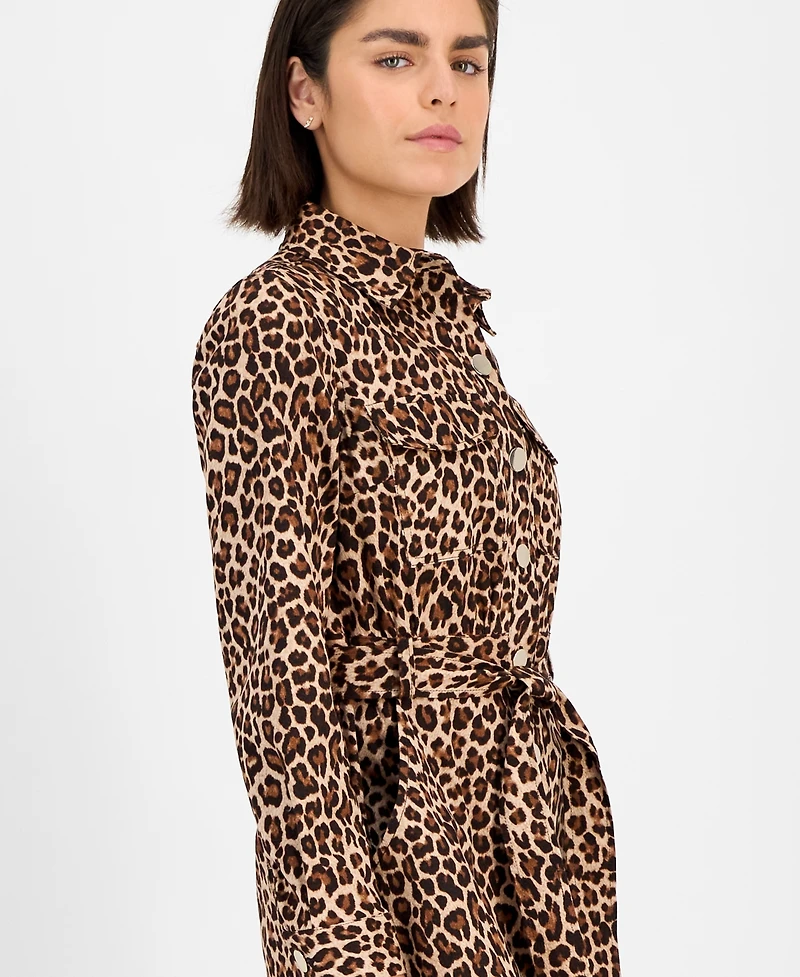 Anne Klein Women's Printed Tie-Waist Long-Sleeve Shirtdress