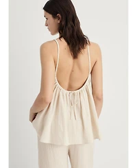 Mango Women's Plain Cotton Spaghetti Strap Pajama Top