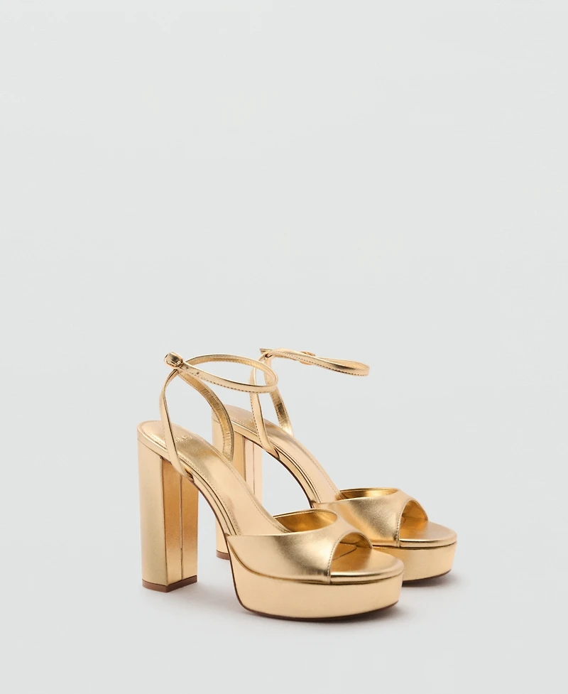 Mango Women's Metallic-Effect Heeled Sandals