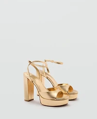 Mango Women's Metallic-Effect Heeled Sandals