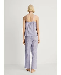 Mango Women's Cotton Striped Woven Seersucker Pajama Pants
