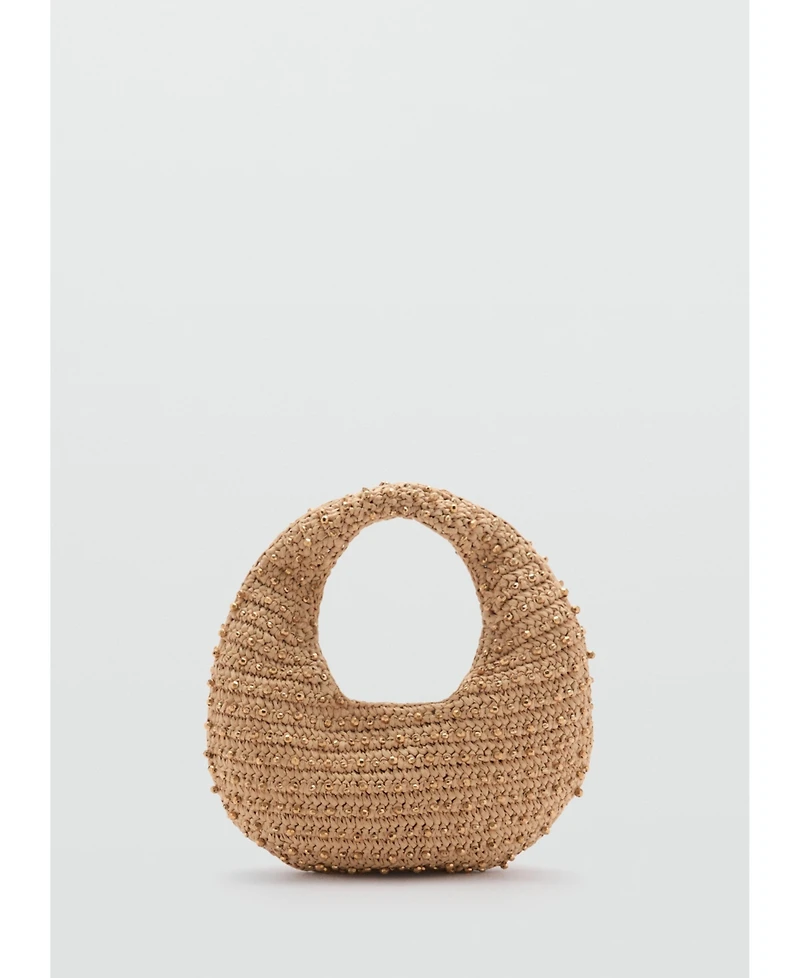 Mango Women's Beaded Natural Fiber Bag