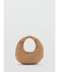 Mango Women's Beaded Natural Fiber Bag