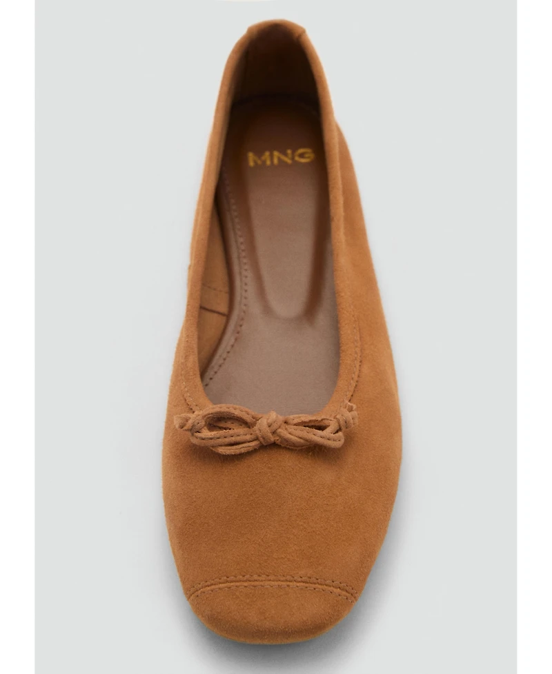 Mango Women's Bow Suede Ballerinas Shoes
