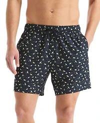 Jaws x Nautica Men's Classic-Fit Active Stretch Quick-Dry Printed 6" Swim Trunks
