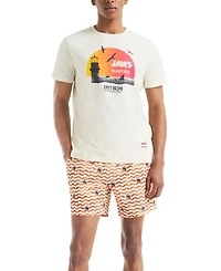 Jaws x Nautica Men's Classic-Fit Active Stretch Quick-Dry Printed 6" Swim Trunks