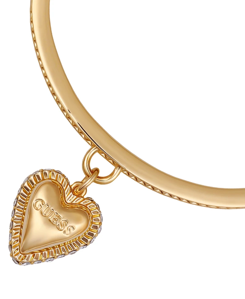 Guess Gold-Tone Heart Charm Bangle Bracelet