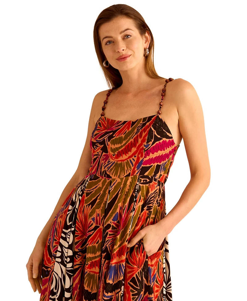 Vince Camuto Women's Printed Inverted-Pleat Maxi Dress