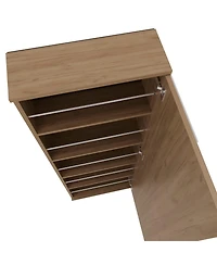 Fm Furniture Queen Creek Shoe Rack with Mirror and One Door, Natural Oak