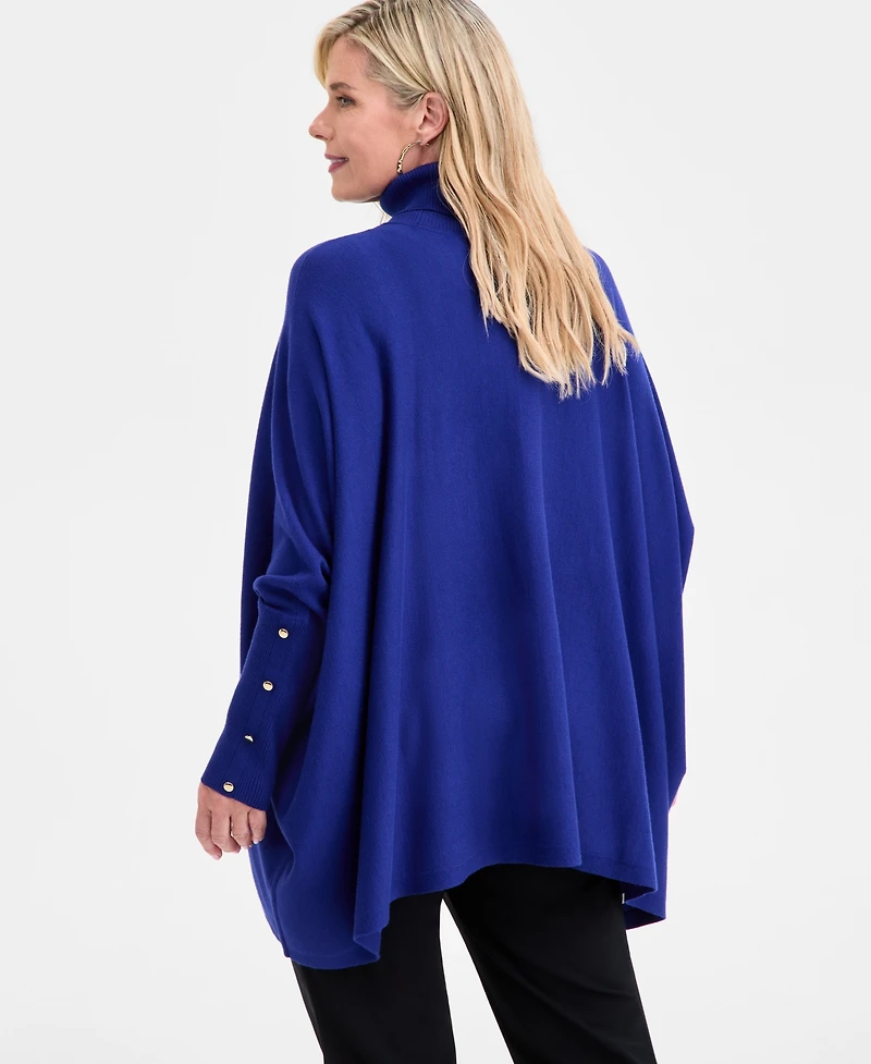 Jm Collection Plus Solid Turtleneck Poncho Sweater, Macy's Exclusive