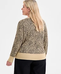 Jm Collection Plus V-Neck Button-Front Cardigan