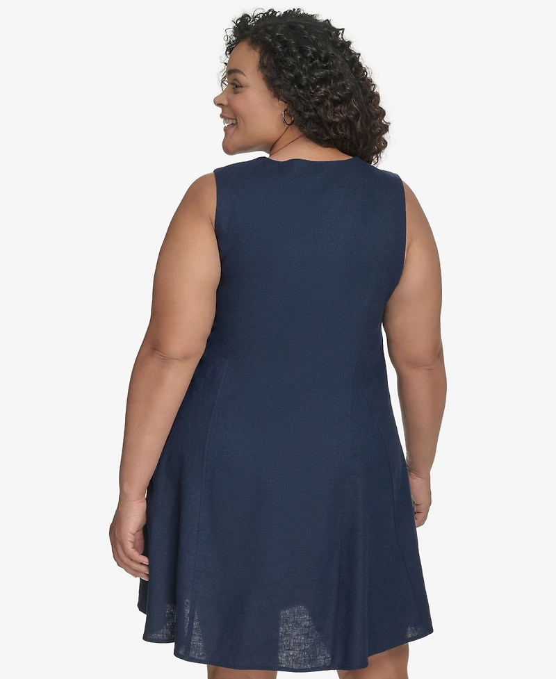 Dkny Plus Linen-Blend Shift Dress