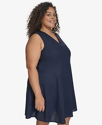 Dkny Plus Linen-Blend Shift Dress