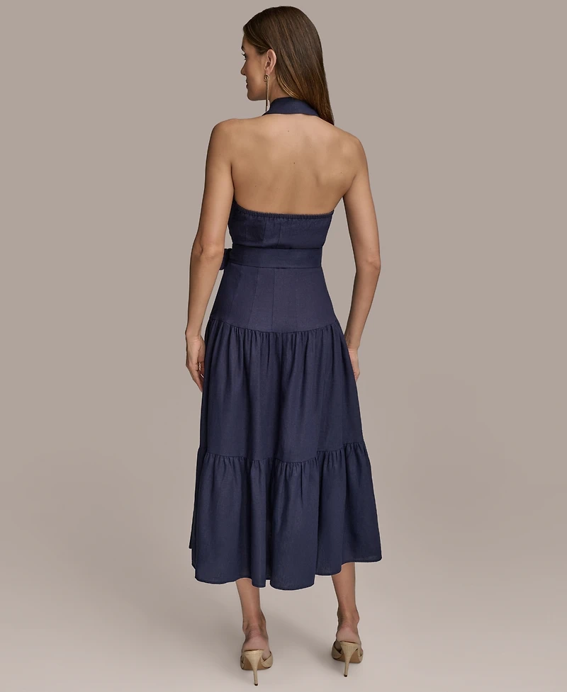 Donna Karan New York Women's Sleeveless Halter A-Line Dress