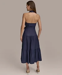 Donna Karan New York Women's Sleeveless Halter A-Line Dress