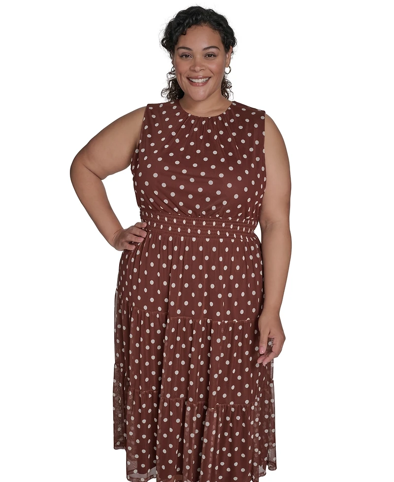 Jessica Howard Plus Jewel-Neck Sleeveless Midi Dress