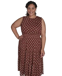 Jessica Howard Plus Jewel-Neck Sleeveless Midi Dress