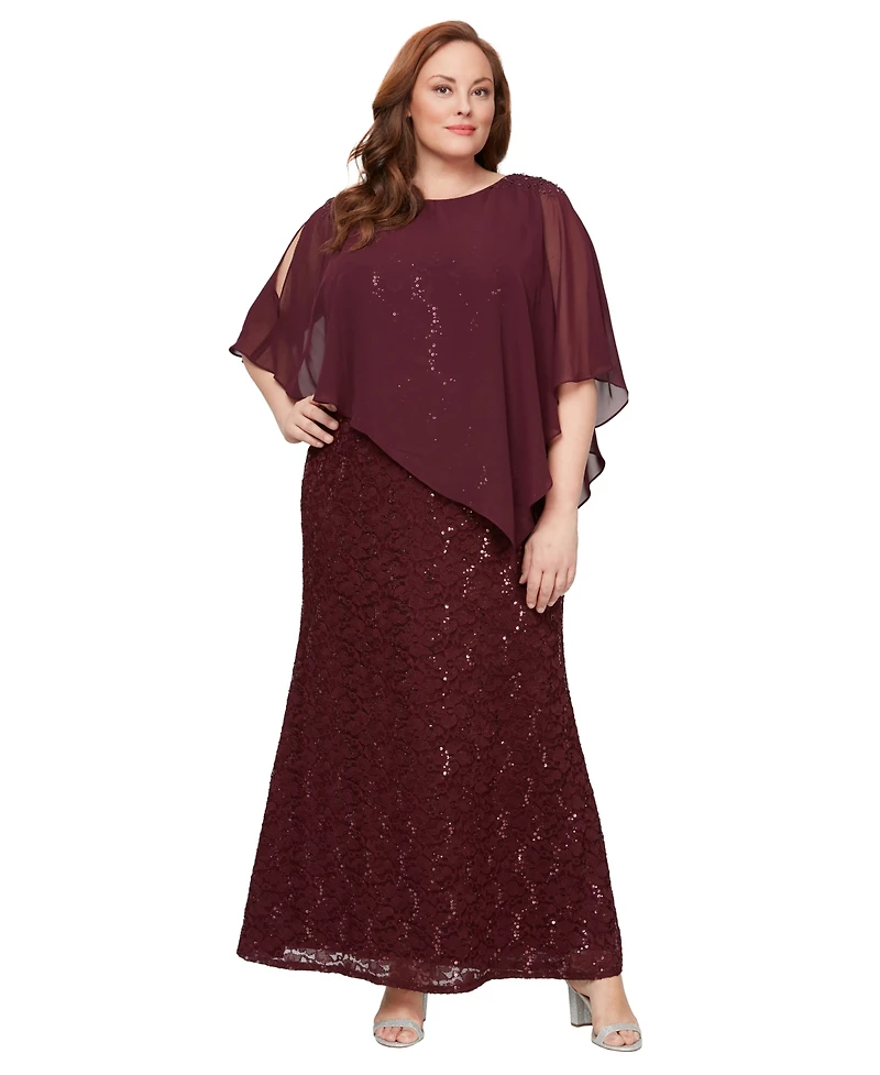 Sl Fashions Plus Beaded Popover Gown