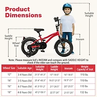 Bicycle for Kids with Adjustable Seat Bell Reflectors for Visibility
