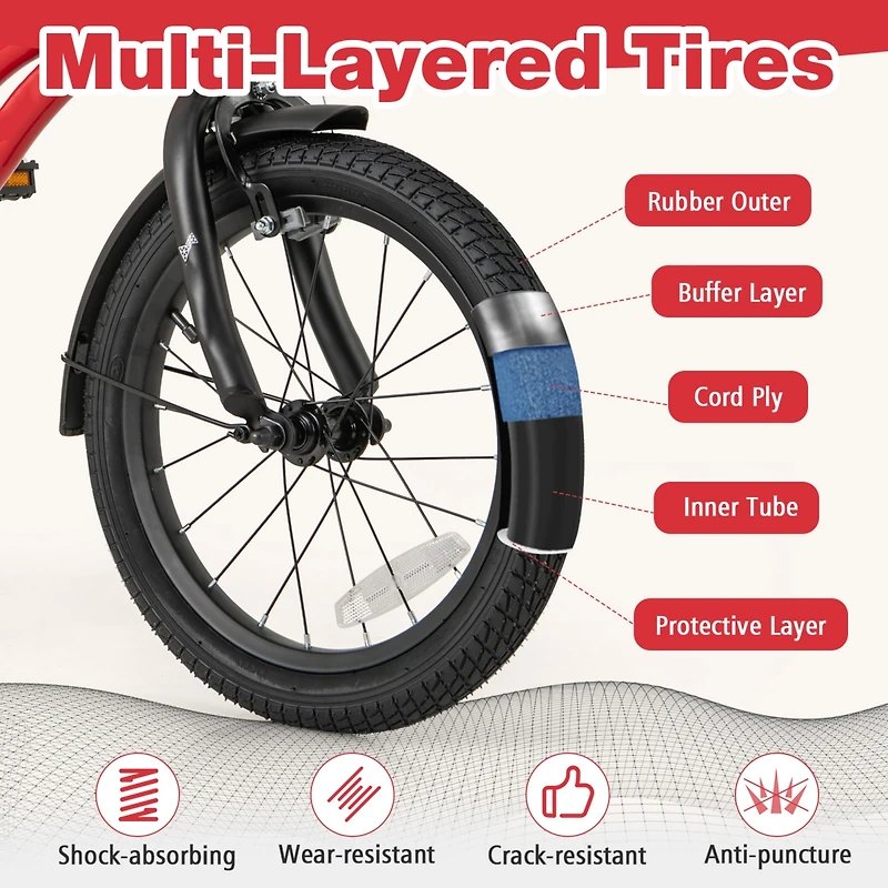 Bicycle for Kids with Adjustable Seat Bell Reflectors for Visibility