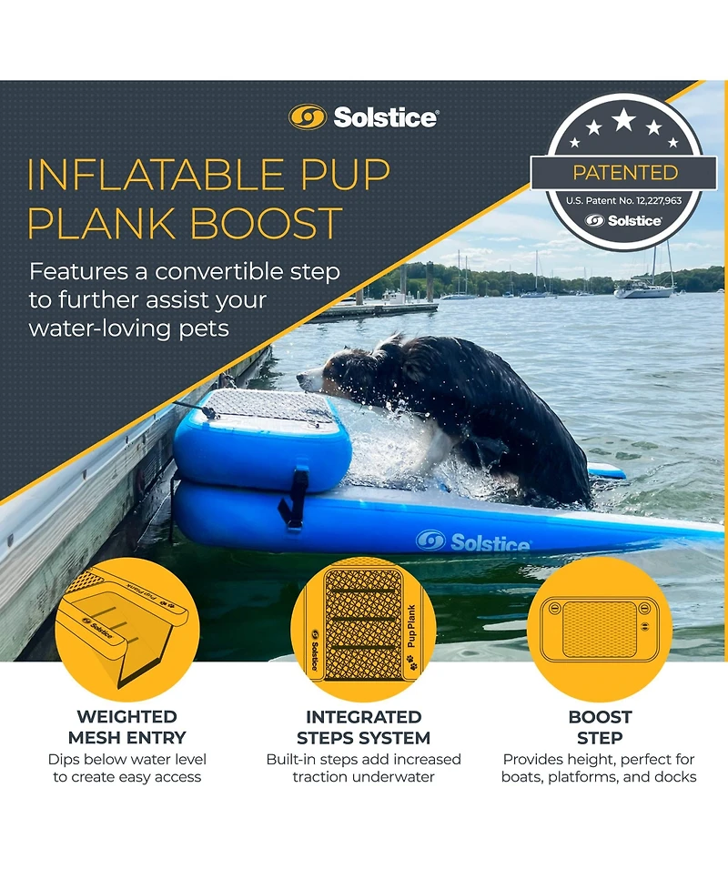 Solstice Original Inflatable Pup Plank Dog Float Floating Ramp Ladder for Pools