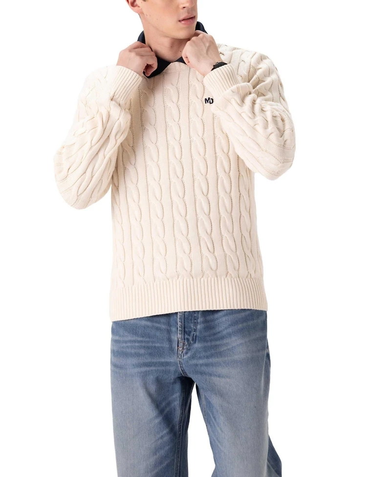Members Only Men's Crew Neck Cable Knit Sweater