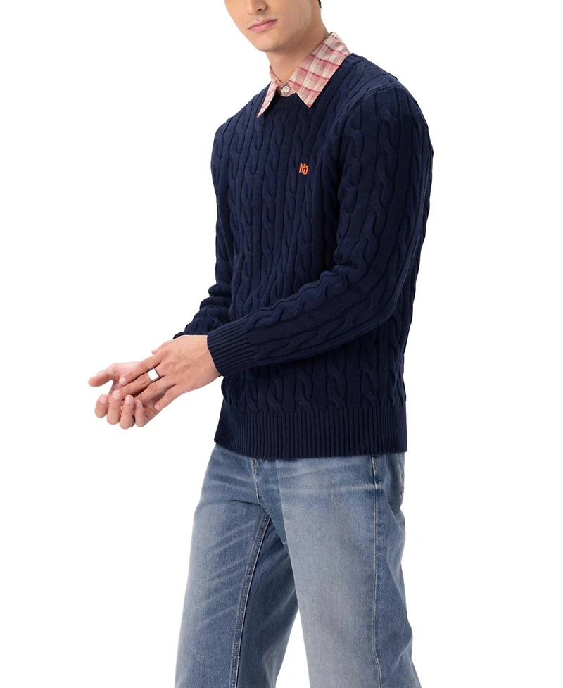 Members Only Men's Crew Neck Cable Knit Sweater