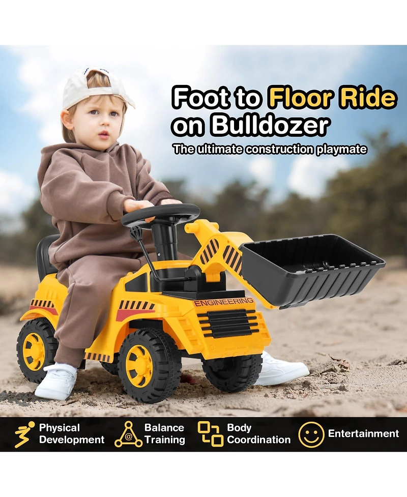 Ride on Bulldozer Excavator Digger Toy with Adjustable Bucket
