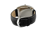Peugeot Women's Black Boyfriend Watch 40mm Crystal Bezel Leather Strap