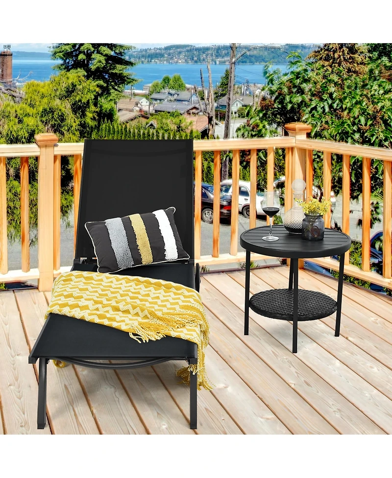 Gymax Patio Chaise Lounge Sling Armless back Adjustable Outdoor